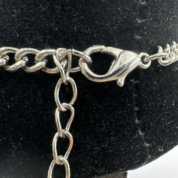 Set SilverTone Spiral Square Hammered Chain Necklace Earrings  16” 2” Ext Tribal - Picture 8 of 9